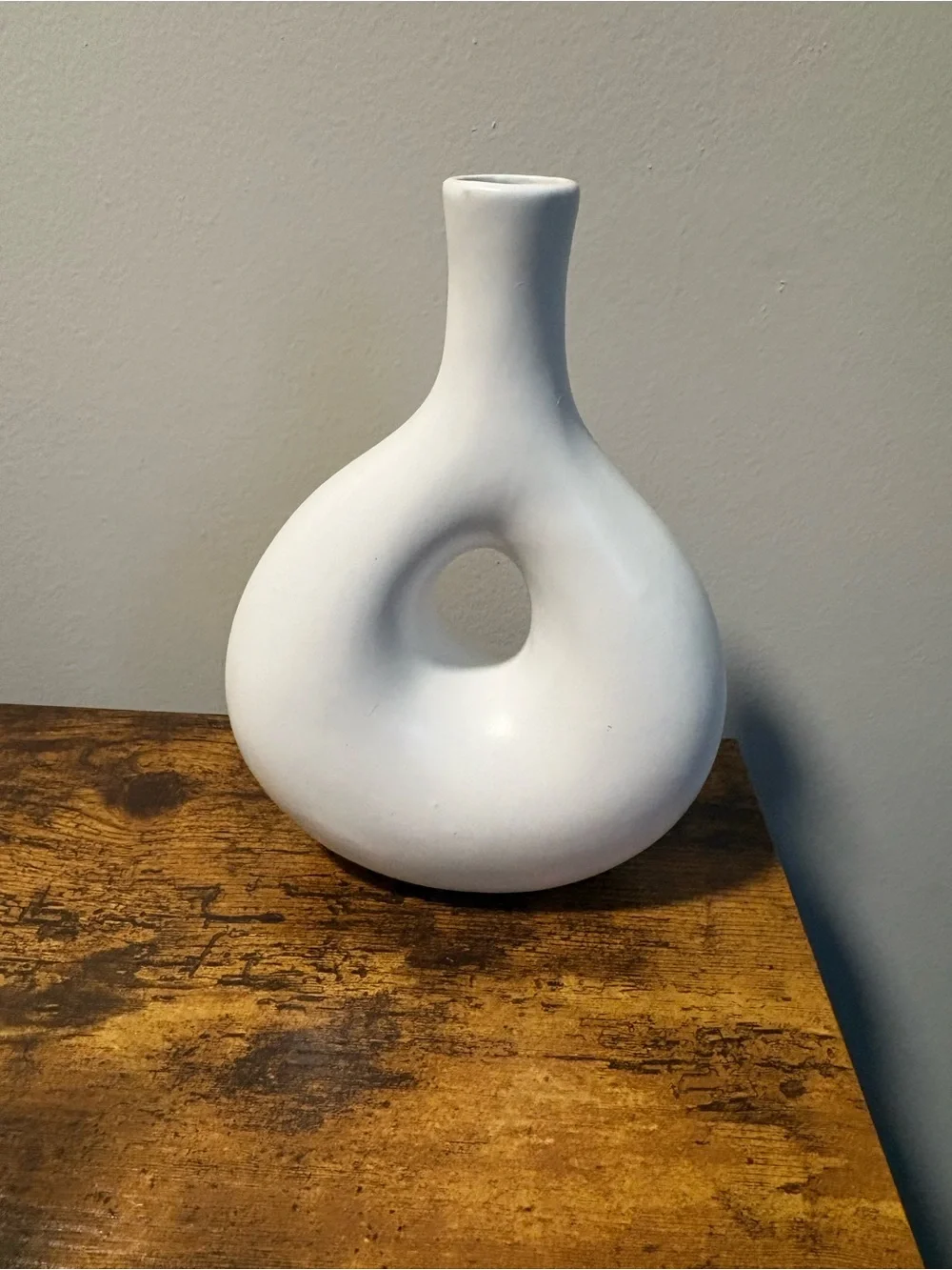Minimalist White Ceramic Hole Vase by